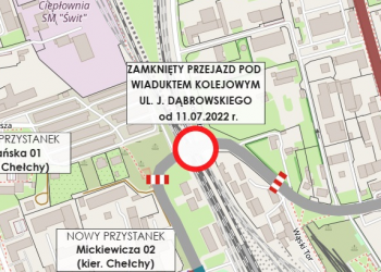 Zamknięcie przejazdu pod wiaduktem kolejowym w ciągu ulic Suwalskiej i Dąbrowskiego