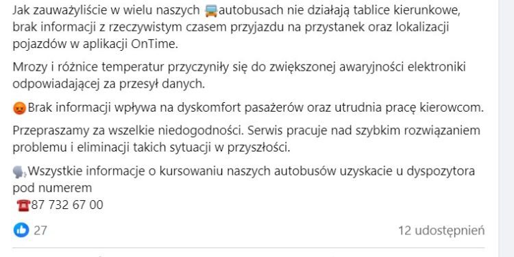 Pani kierowniczko, jak jest zima, to musi być zimno!